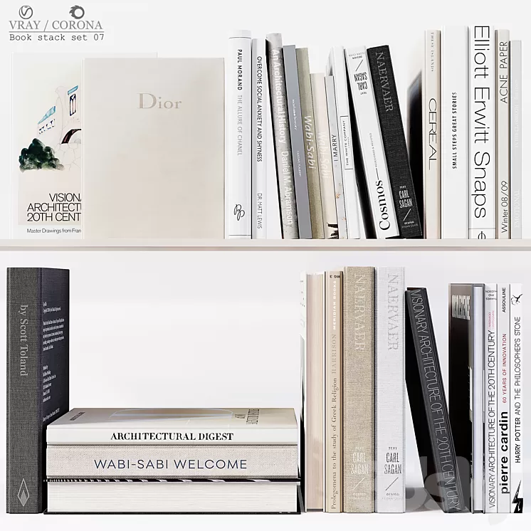 Book stack set 07 3D Model