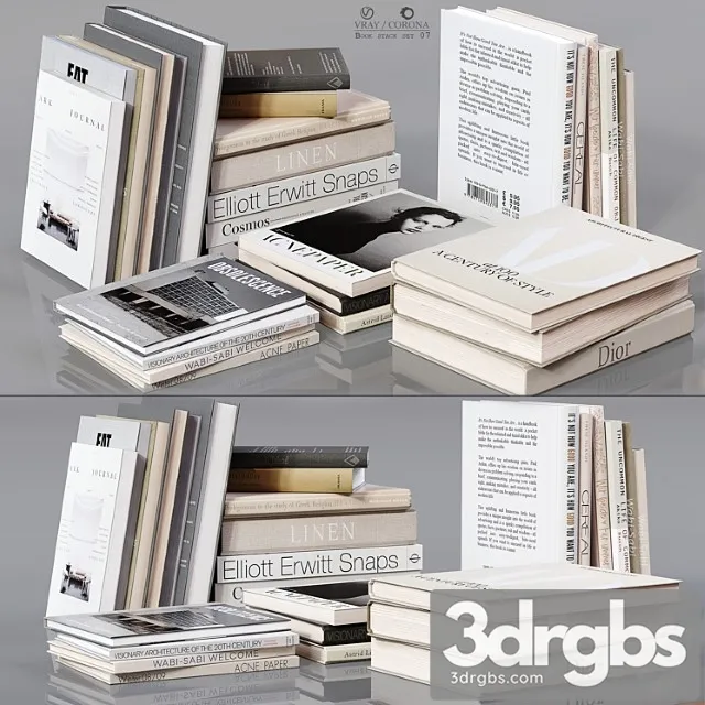 Book stack set 08 3D Model Download