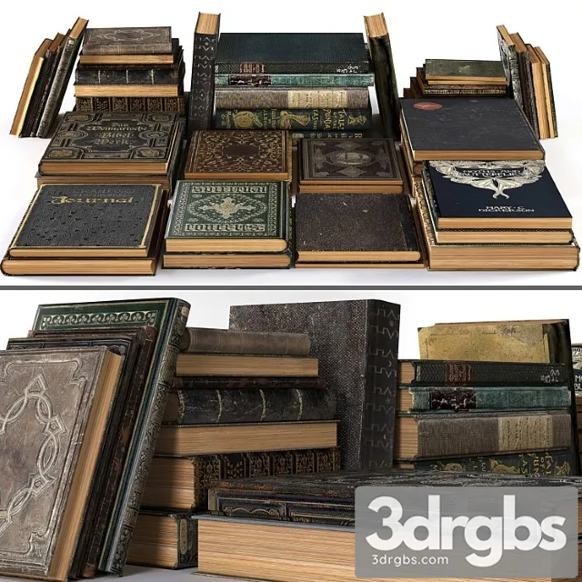 Book stack set classic old