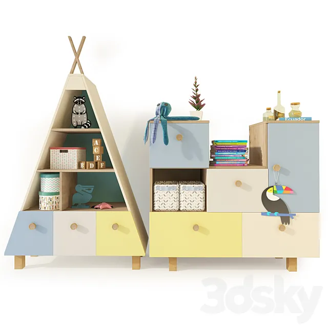 Bookcase. Children’s furniture Kvikk 3D Model