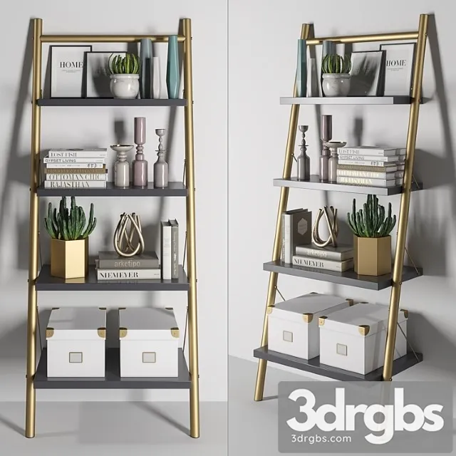 Bookcase decor set 1 2 3D Model Download