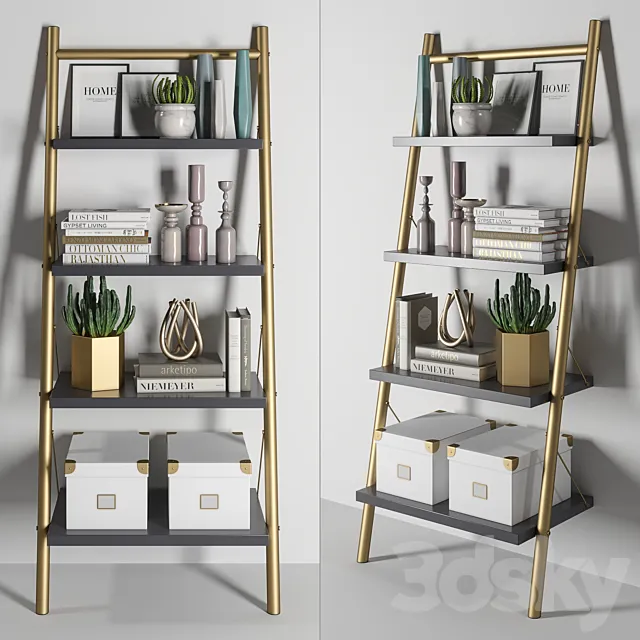 Bookcase Decor Set 1 3DModel