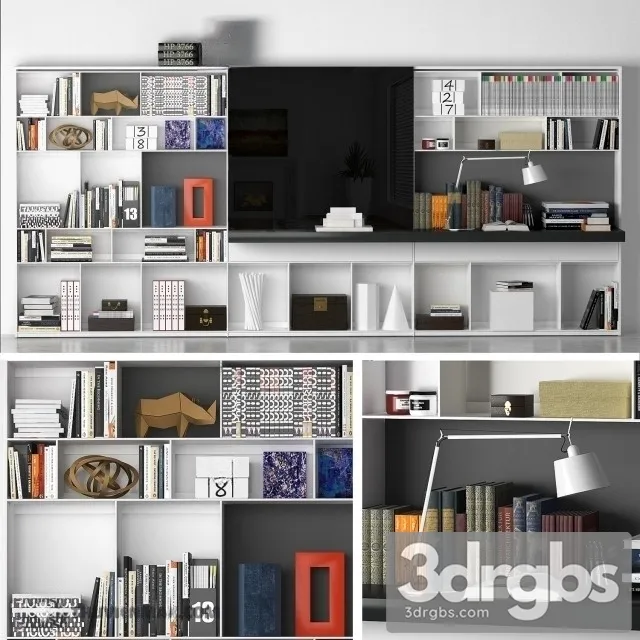 Bookcase Decoration 02 3D Model Download Bookcase Decoration 02 3D Model Download