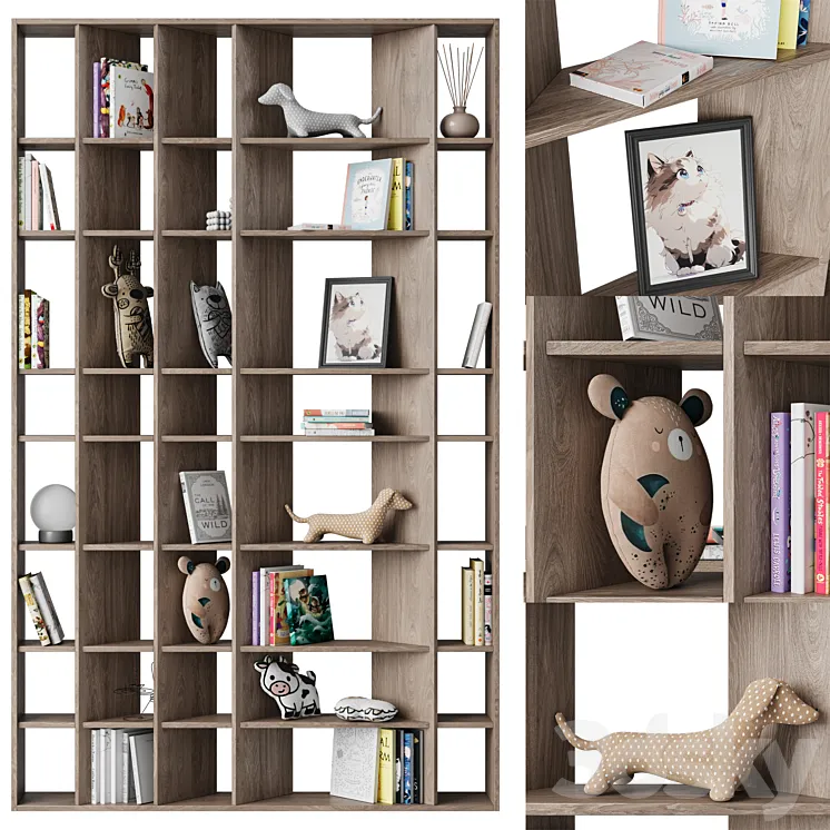 Bookcase for childrens room 2 3D Model