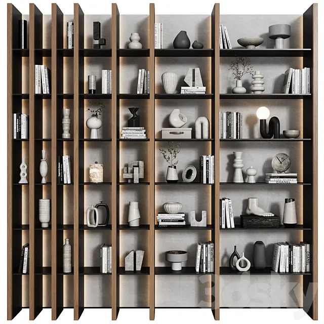 Bookcase in modern minimalist style 04 3D Model