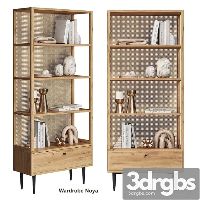 Bookcase in oak and wicker rattan, noya la redoute Bookcase in oak and wicker rattan, noya la redoute
