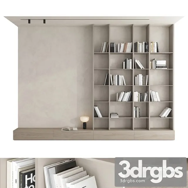 Bookcase set 01 2 3D Model Download