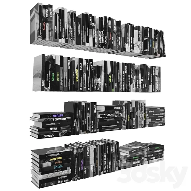 Books (150 pieces) 3 1-3 3D Model