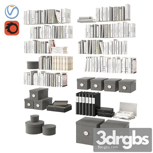 Books Set 3 3D Model Download