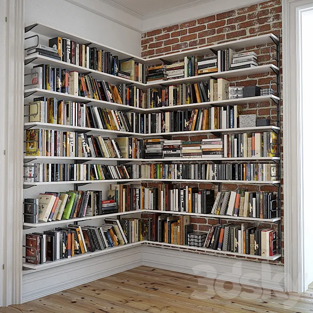 Bookshelves with decor 3D Model Bookshelves with decor 3D Model