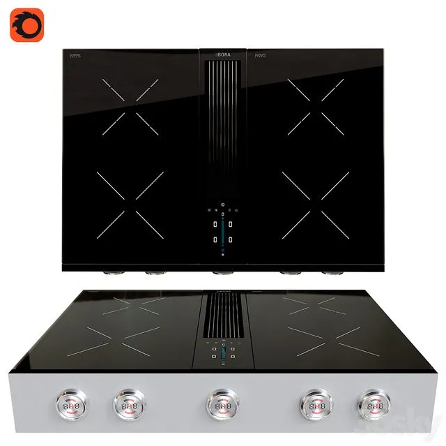 BORA Pro cooktop with integrated cooker hood 3D Model BORA Pro cooktop with integrated cooker hood 3D Model