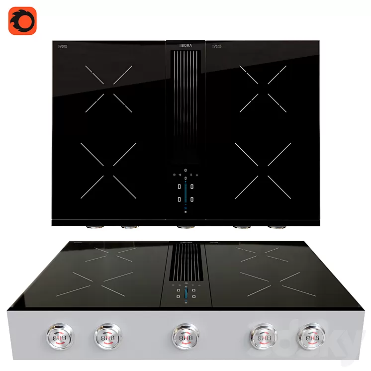 BORA Pro cooktop with integrated cooker hood 3D Model