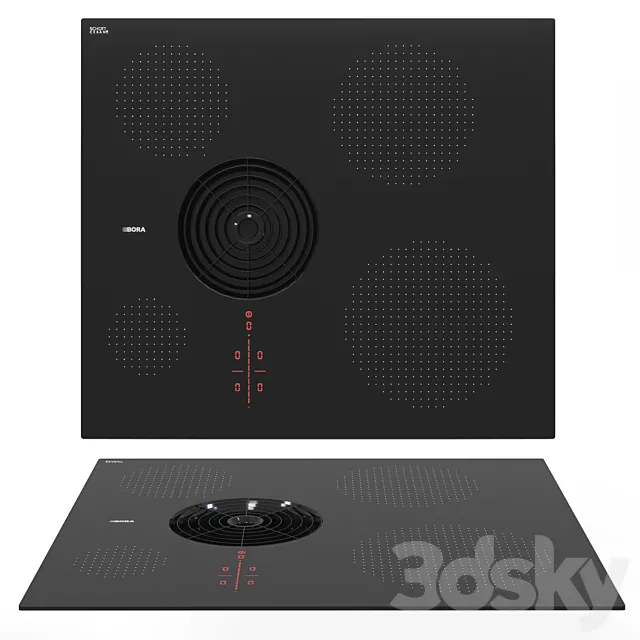 BORA PURSA Cooktop with extractor 3D Model BORA PURSA Cooktop with extractor 3D Model