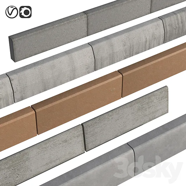 Border profile set (curb) 3D Model Border profile set (curb) 3D Model