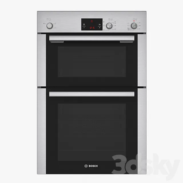 Bosch built-in double hot air oven HBM13B251B brushed steel HBM13B251B Serie 6 3D Model