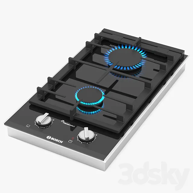 BOSCH Domino gas hob PRB3A6D70 Serie 8 3DModel