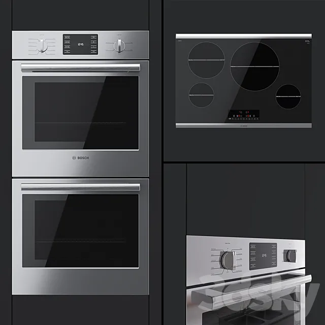 Bosch - dual oven HBN5651UC and hob NIT8068SUC 3DModel - 3DSKY Decor Helper