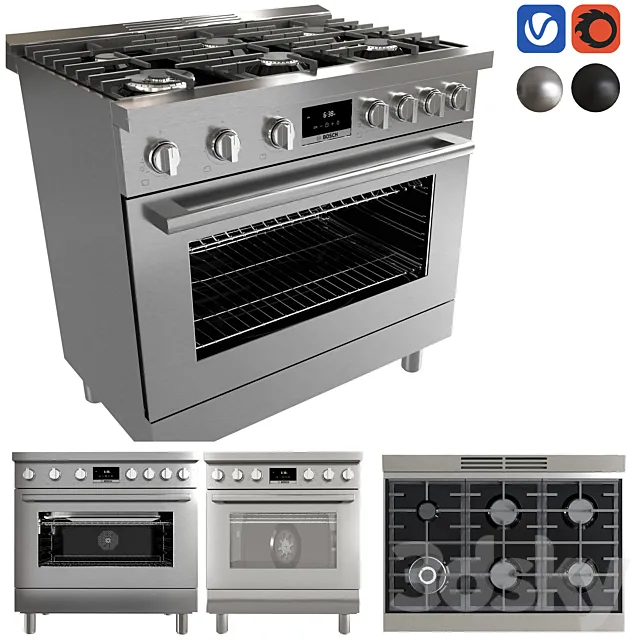 BOSCH HDS8655U & HDS8055U range cooker 3D Model BOSCH HDS8655U & HDS8055U range cooker 3D Model