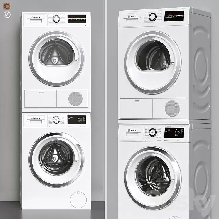BOSCH washing machine and dryer 3D Model
