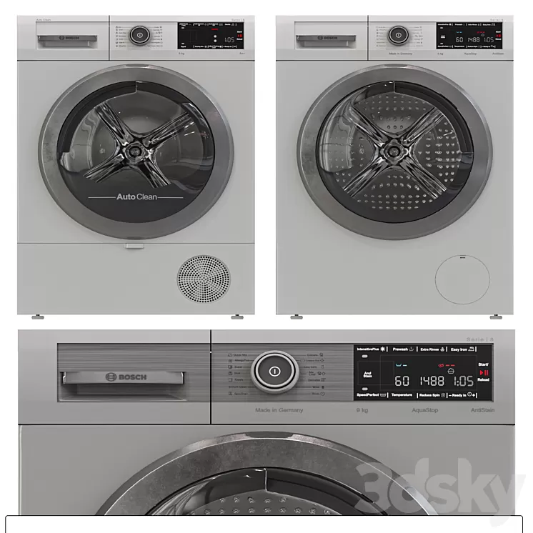 3DSKY Bosch Washing Machine Dryer 3D Model NEW UPDATE 2024