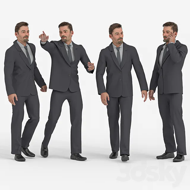 Boss Business man 04 poses 3D Model