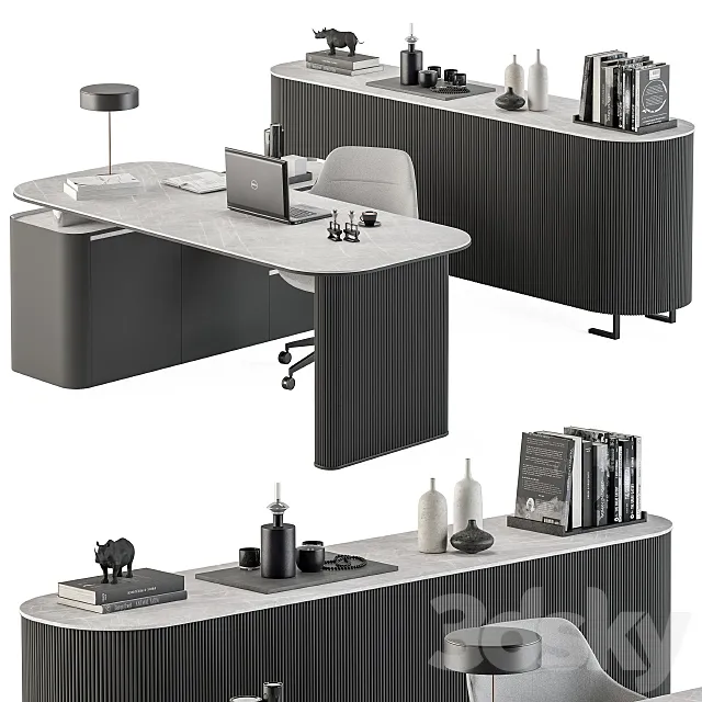Boss Desk Black and Gray – Office Furniture 236 3DModel
