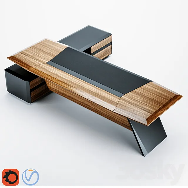 Boss’s Cabin Aulenti Executive Desk 3D Model