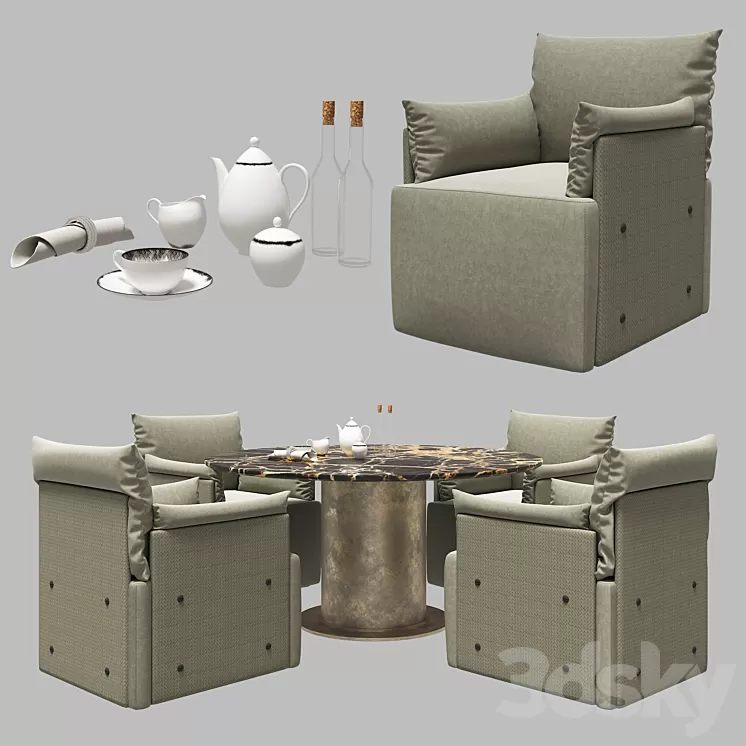 bottega veneta tassello chair set 3D Model bottega veneta tassello chair set 3D Model