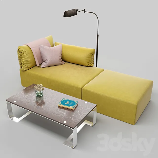 bottega veneta tassello sofa set 3D Model bottega veneta tassello sofa set 3D Model