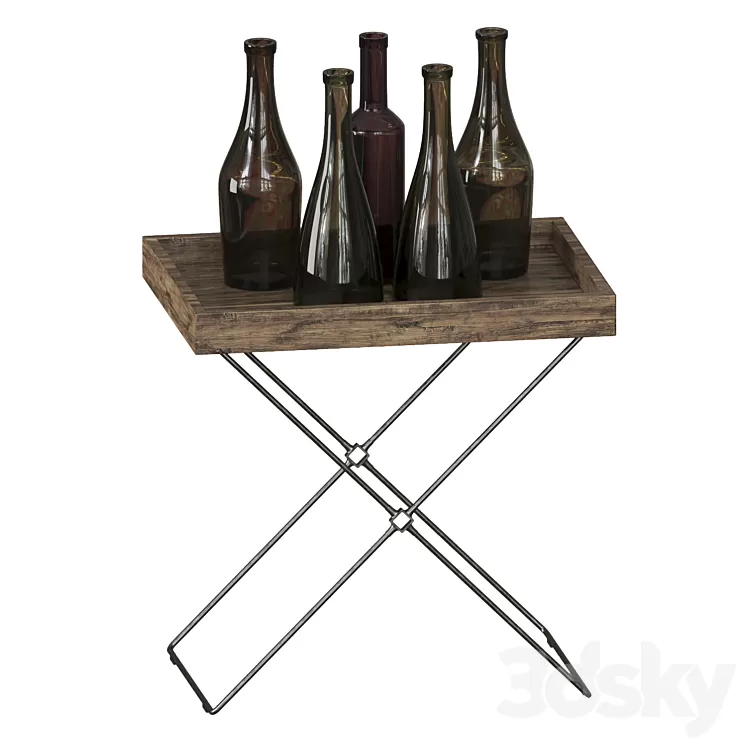 Bottle set with table 3D Model Free Download