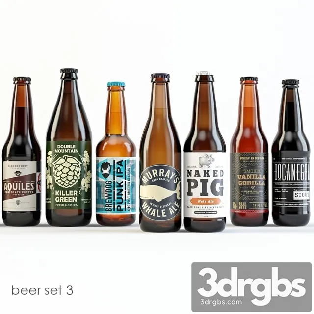 Bottles of beer 3 3D Model Download