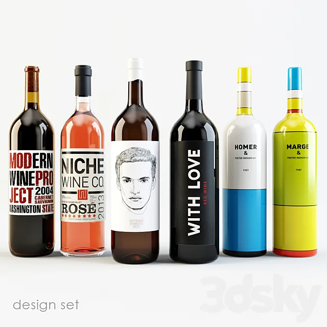 Bottles of wine | Design 3D Model Bottles of wine | Design 3D Model