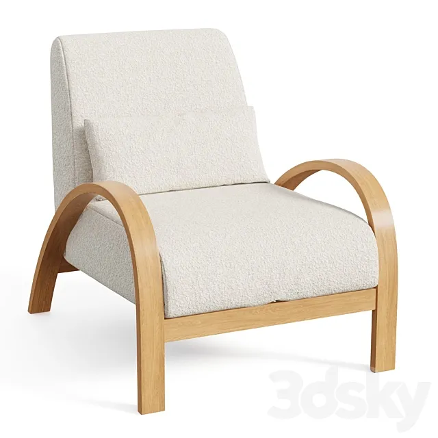 Boucle bentwood armchair 3D Model