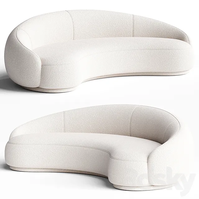 Boucle Curved Sofa 3D Model Boucle Curved Sofa 3D Model