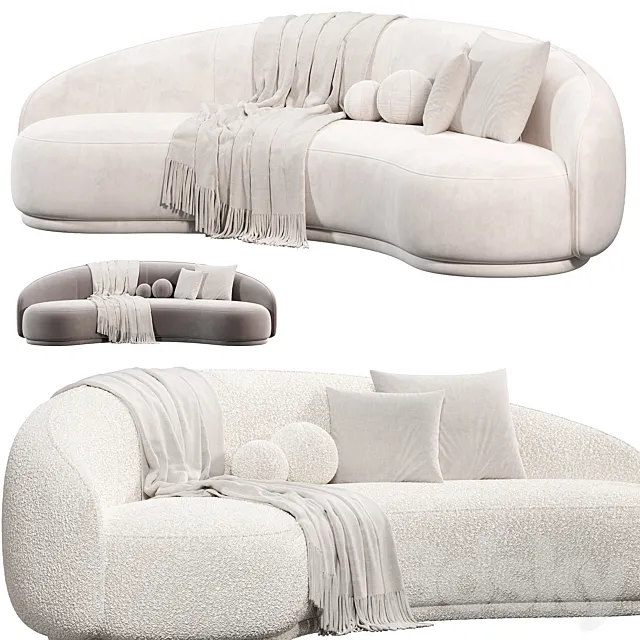 Boucle Curved Sofa by sixthersidence 3D Model