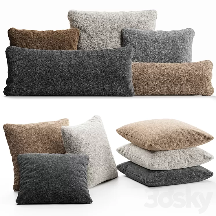 Boucle pillow set 3D Model Free Download