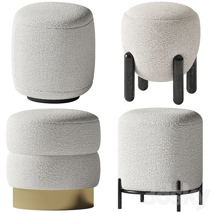 Boucle poufs set 3D Model Free Download