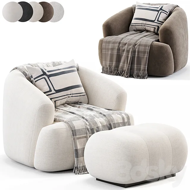 Boucle Sessel Sofia By Westwing 3D Model Boucle Sessel Sofia By Westwing 3D Model