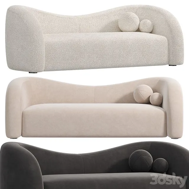 Boucle Upholstered Curved 2 Seater Sofa for Living Room 3D Model Boucle Upholstered Curved 2 Seater Sofa for Living Room 3D Model