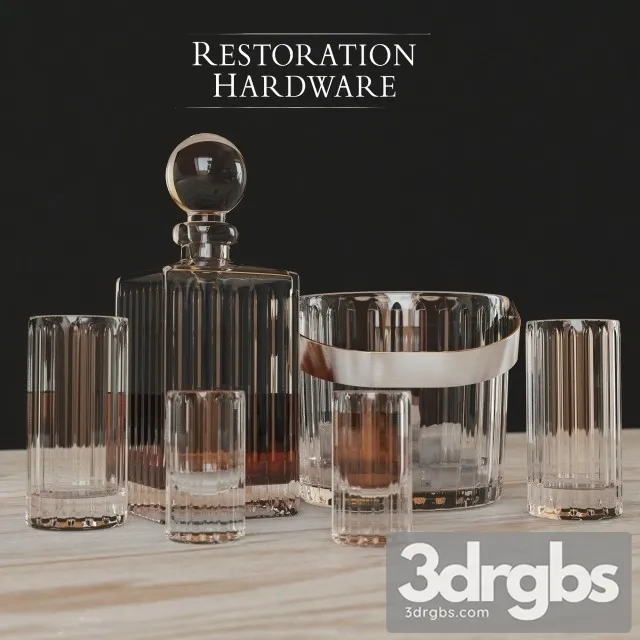 Boulevard Cut Crystal Barware Set 3D Model Download