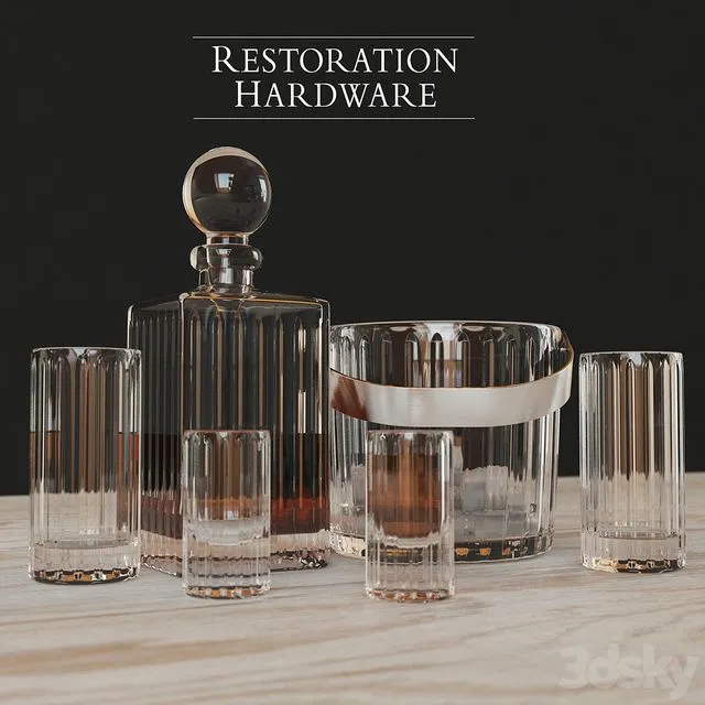 BOULEVARD CUT CRYSTAL BARWARE SET 3D Model BOULEVARD CUT CRYSTAL BARWARE SET 3D Model