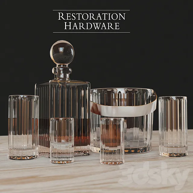 BOULEVARD CUT CRYSTAL BARWARE SET 3DModel BOULEVARD CUT CRYSTAL BARWARE SET 3DModel