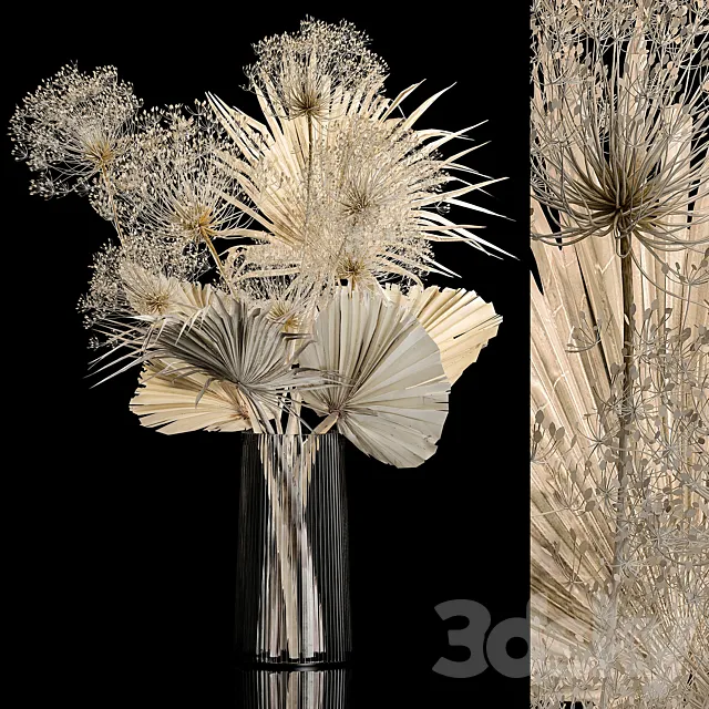 Bouquet 240. Dried flower luxury decor twigs vase hogweed twigs dry palm leaf dry stabilized painted Bouquet of bleached dry flowers 3D Model Bouquet 240. Dried flower luxury decor twigs vase hogweed twigs dry palm leaf dry stabilized painted Bouquet of bleached dry flowers 3D Model