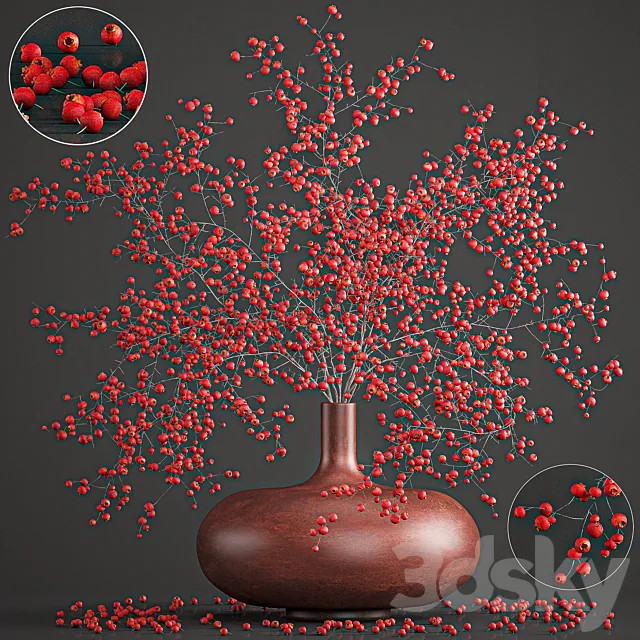 Bouquet 97. Branches. berries. Branches. berries. vase. natural decor. red 3DModel Bouquet 97. Branches. berries. Branches. berries. vase. natural decor. red 3DModel
