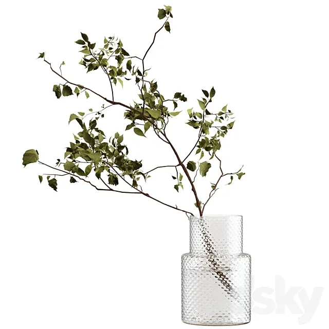 Bouquet branch in a vase 3D Model