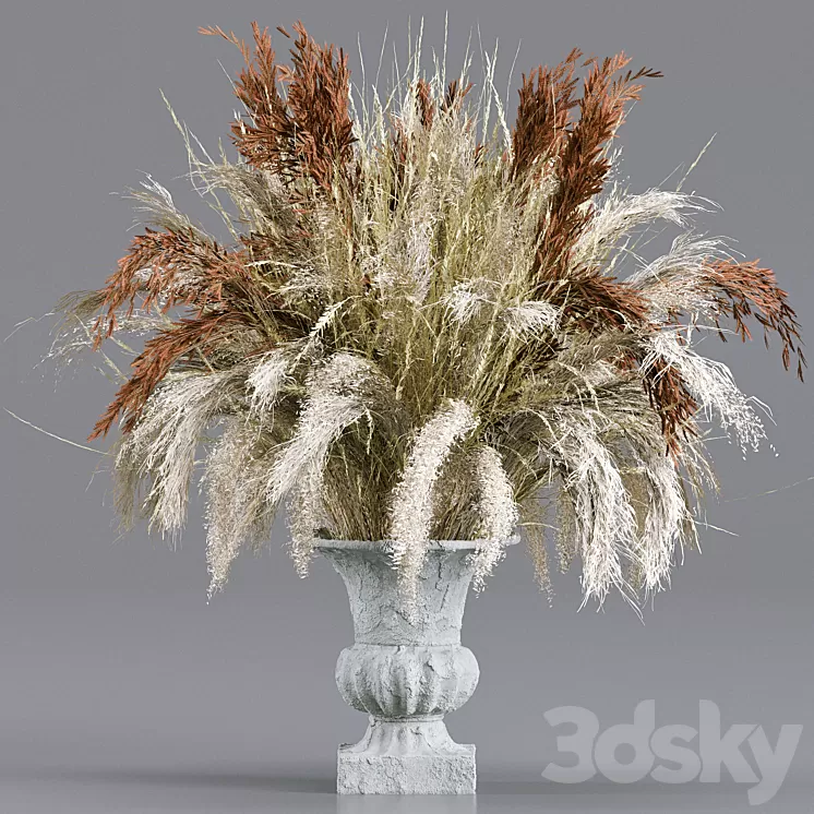 Bouquet Collection 13 – Decorative Dried Branches and Pampas 3D Model Free Download