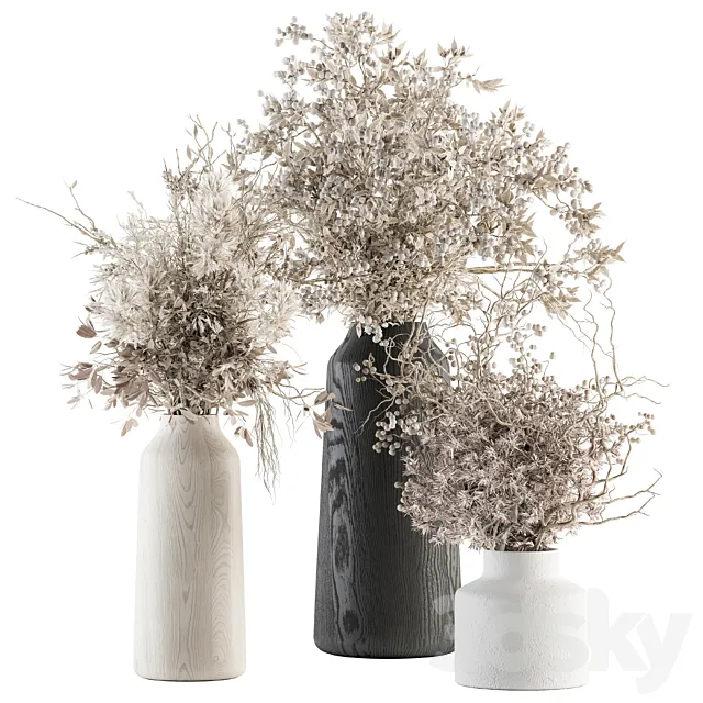 Bouquet – Dried Branch in Wooden vase 75 3DModel Bouquet – Dried Branch in Wooden vase 75 3DModel