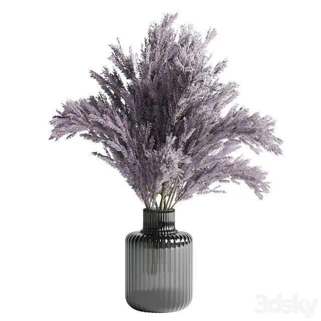 bouquet dry lavender vase glass 3D Model bouquet dry lavender vase glass 3D Model