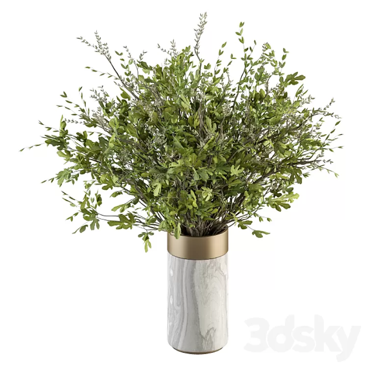 Bouquet – Green Branch in Stone vase 55 3D Model