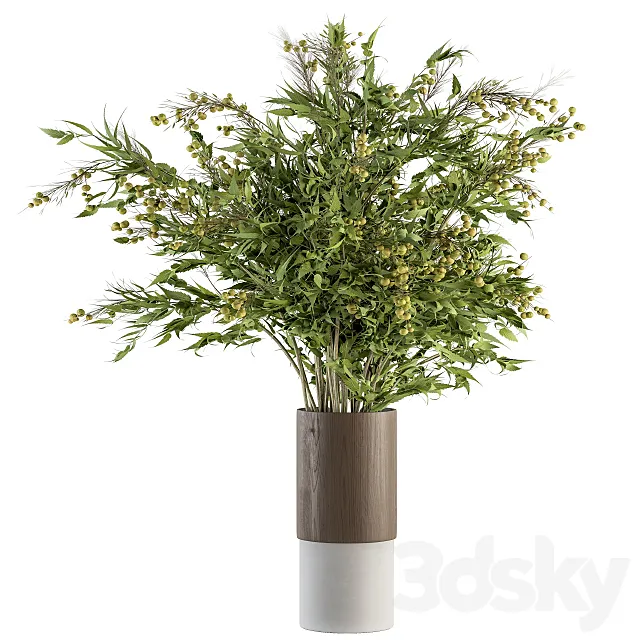 Bouquet – Green Branch in vase 58 3D Model Bouquet – Green Branch in vase 58 3D Model